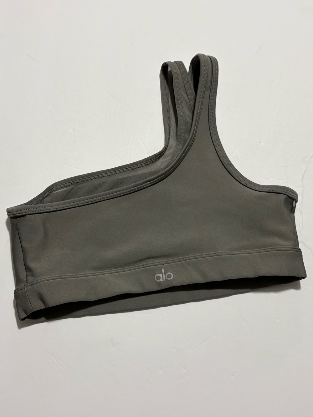 Alo  Sports Bra Women’s one-shoulder in Olive Gray Size XS